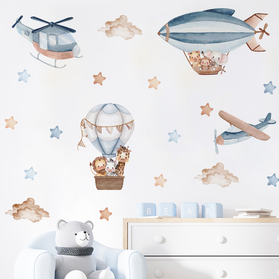 Watercolor Animals Hot Air Bal - Baby Nursery Set Furniture avis et prix