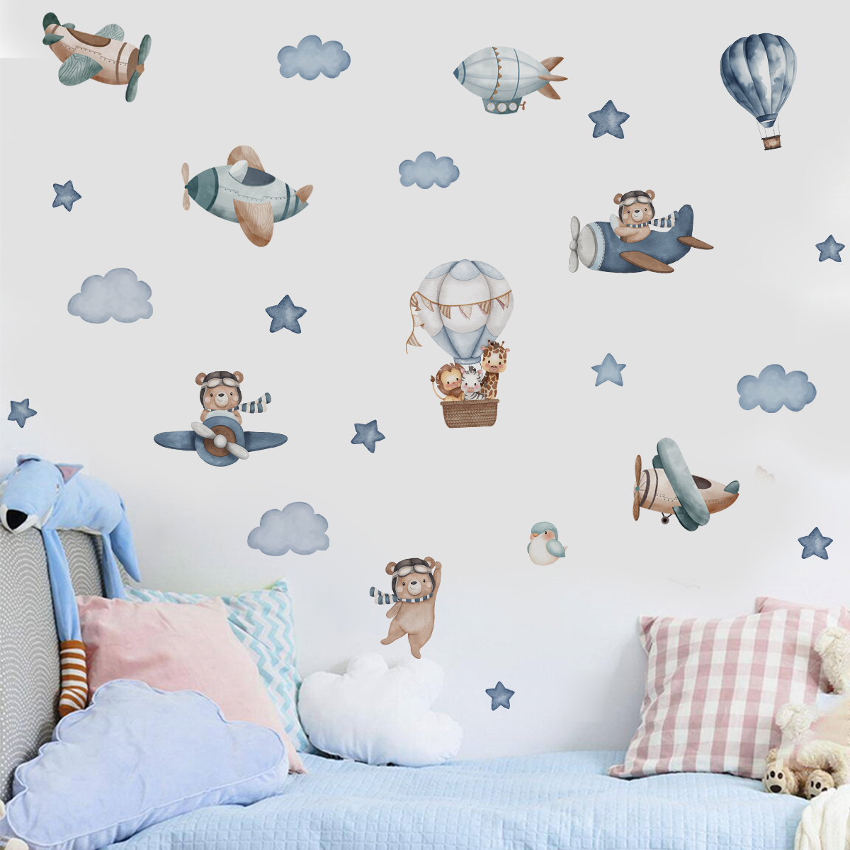 Watercolor Animals Hot Air Bal - Baby Nursery Set Furniture avis et prix