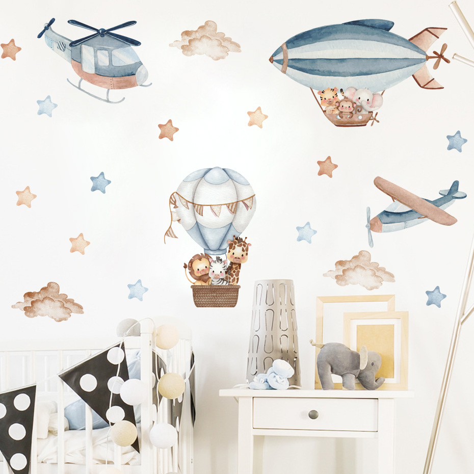 Watercolor Animals Hot Air Bal - Baby Nursery Set Furniture avis et prix