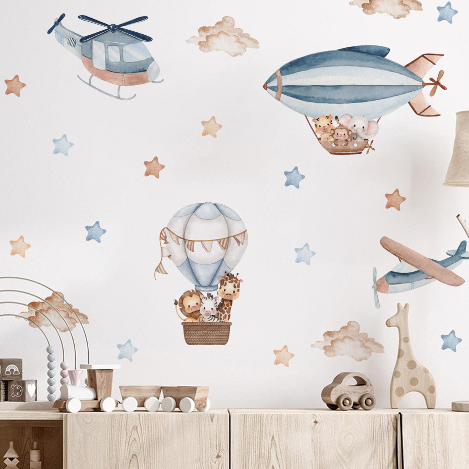 Watercolor Animals Hot Air Bal - Baby Nursery Set Furniture avis et prix