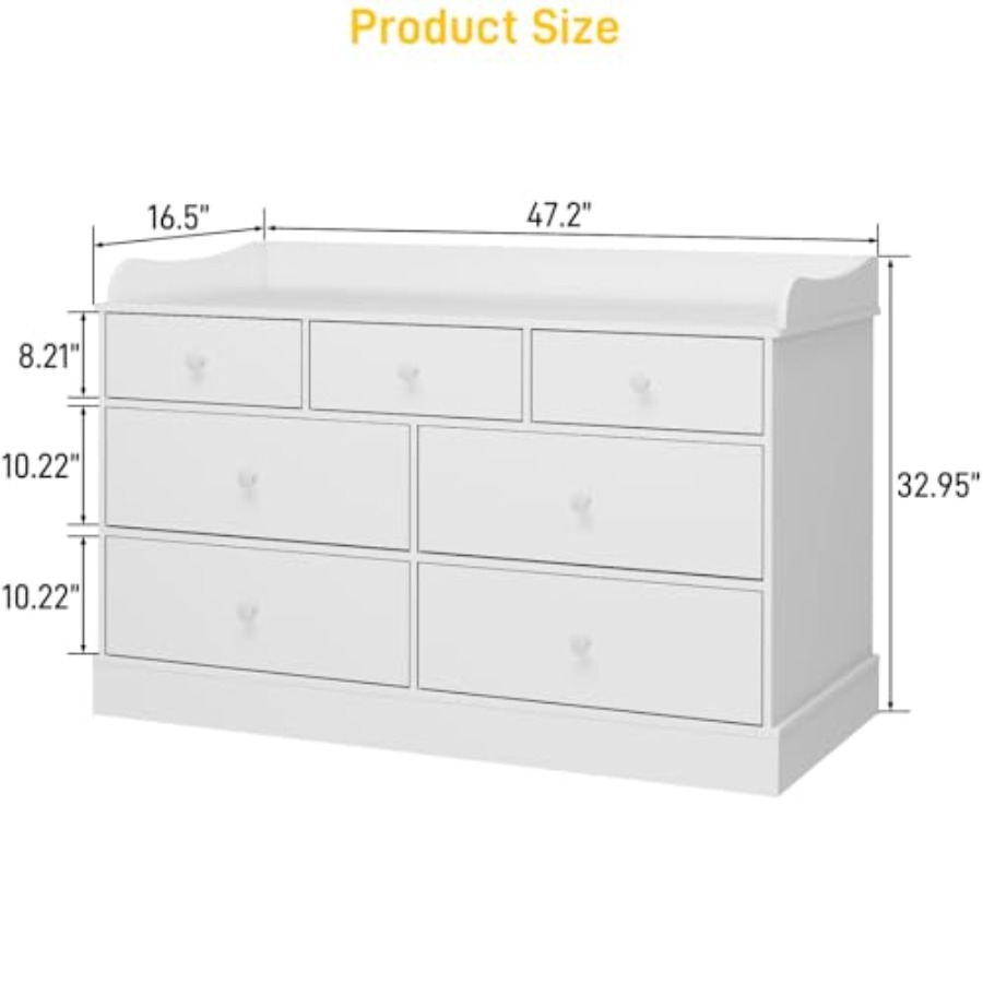 Dresser Cabinet with 7 Drawers - Baby Nursery Dresser Changing Table avis et prix