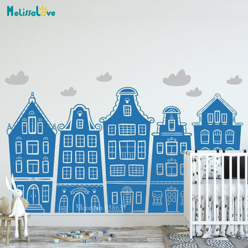 Scandinavian Houses & Clouds D - Baby Nursery Set Furniture avis et prix