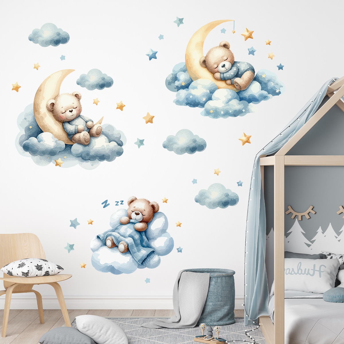 Watercolor Bear Sleep Moon Clo - Baby Nursery Set Furniture avis et prix