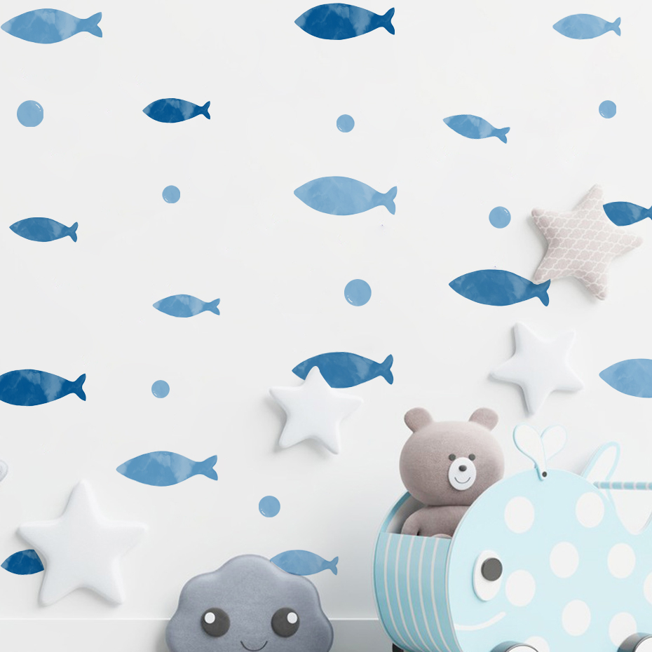 Blue Fish Vinyl Wall sticker f - Baby Nursery Ocean avis et prix