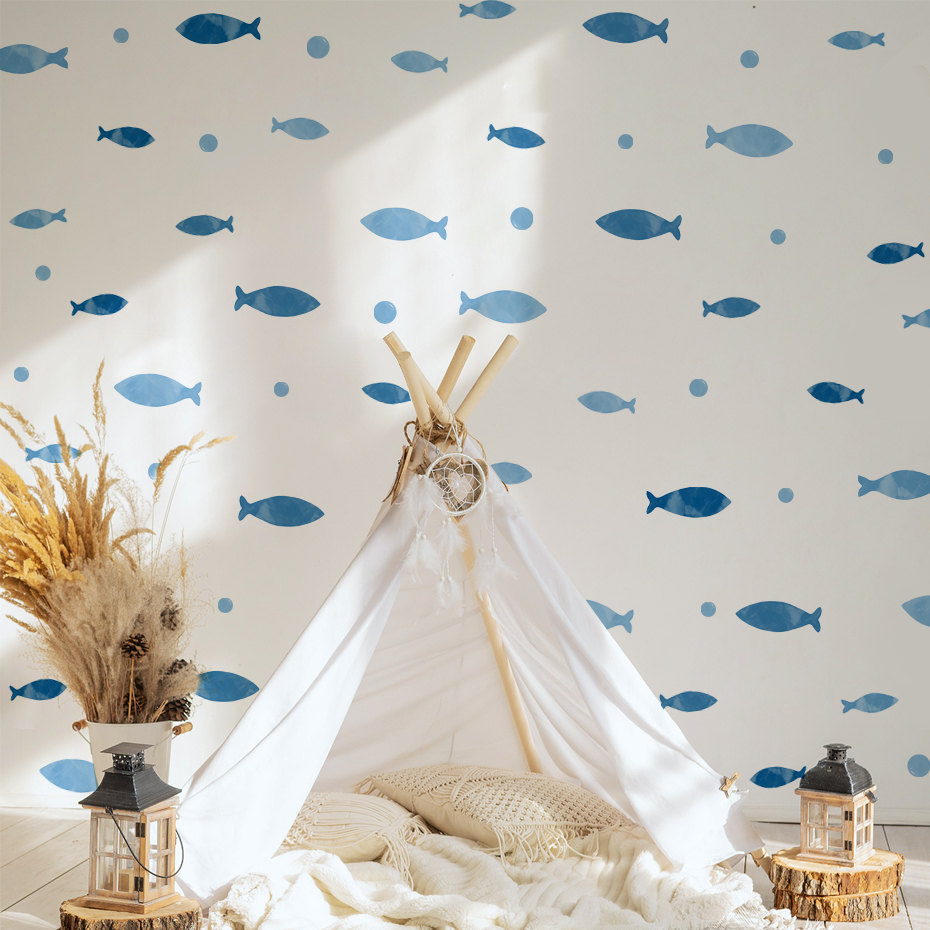 Blue Fish Vinyl Wall sticker f - Baby Nursery Ocean avis et prix