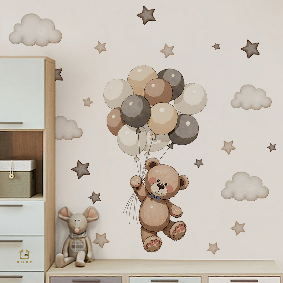 Adorable Teddy Bear Wall Decal - Baby Nursery Set Furniture avis et prix