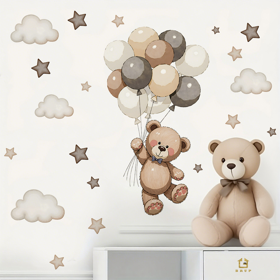 Adorable Teddy Bear Wall Decal - Baby Nursery Set Furniture avis et prix