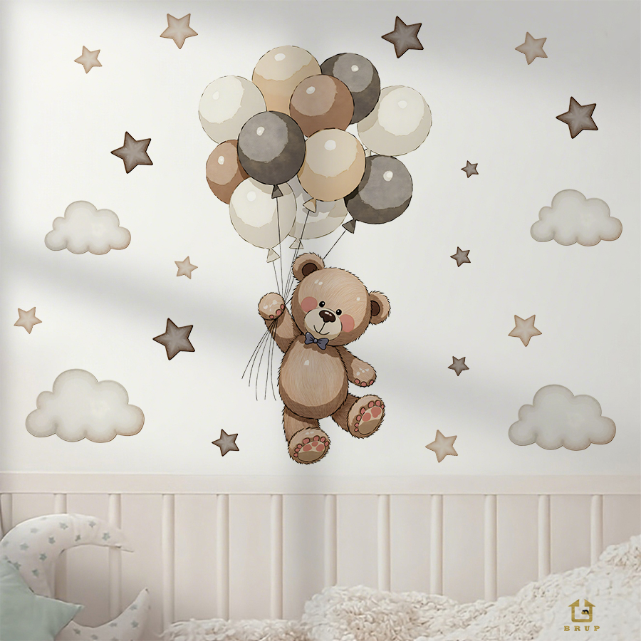 Adorable Teddy Bear Wall Decal - Baby Nursery Set Furniture avis et prix