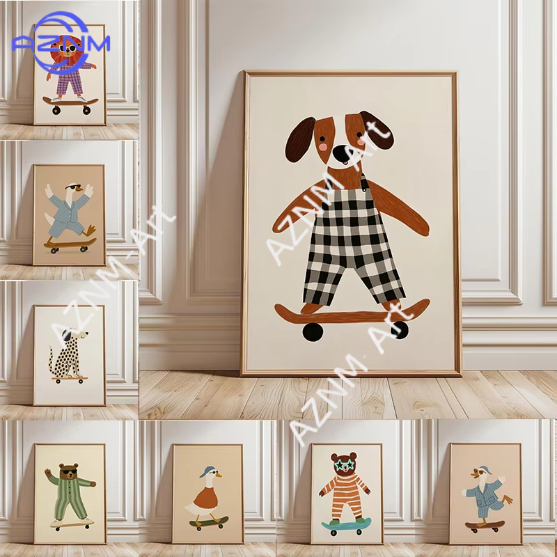 1PC Funny Animal Skateboarding - Baby Nursery Home avis et prix