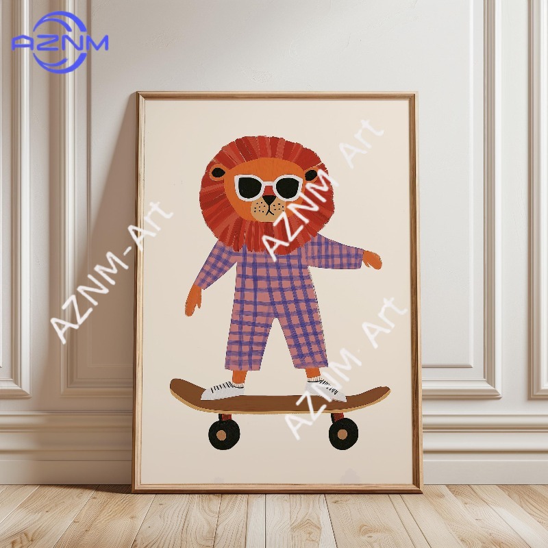 1PC Funny Animal Skateboarding - Baby Nursery Home avis et prix