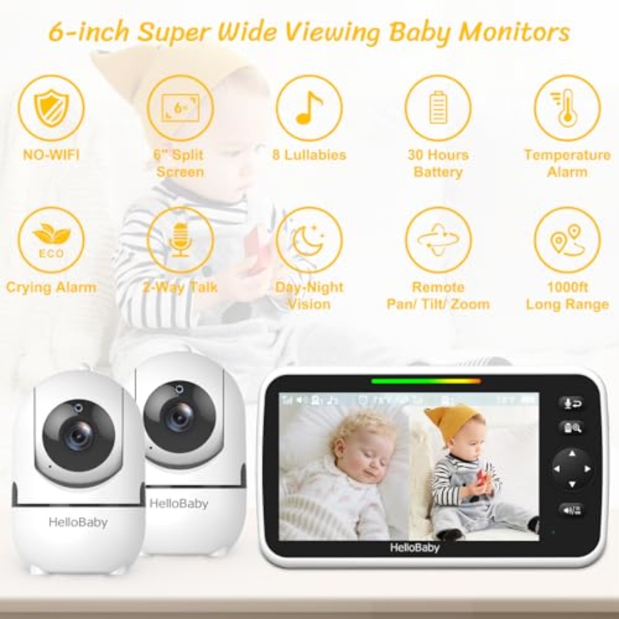 HelloBaby Baby Monitor with 2  - Baby Monitor Split Screen avis et prix