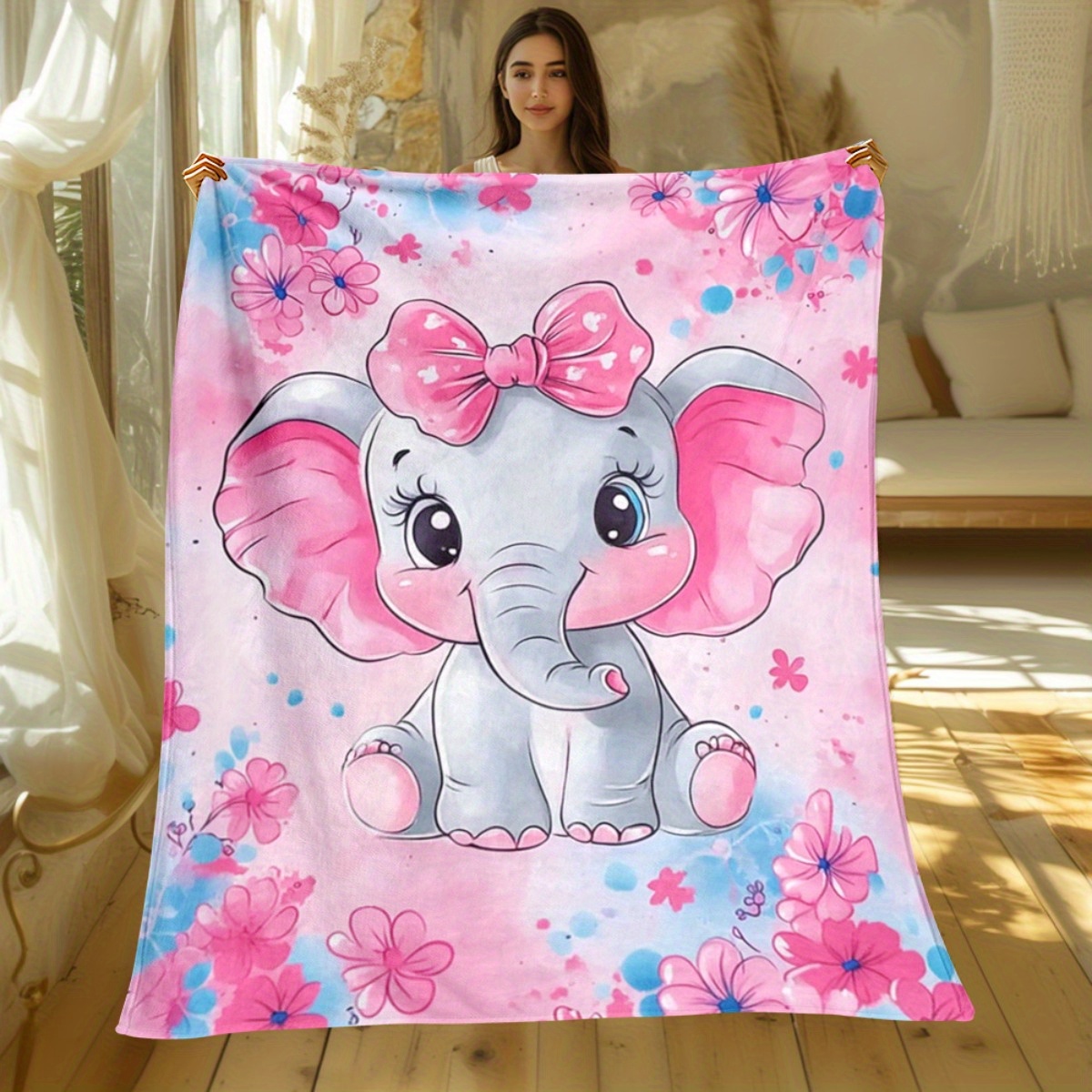 1pc Cute Pink Elephant with Bo - Baby Nursery Themes Girl avis et prix
