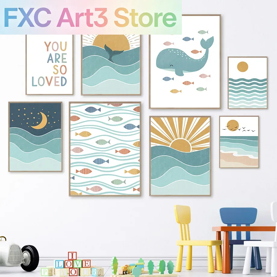 1pc frameless,Fish Whale Seagu - Baby Nursery Ocean avis et prix
