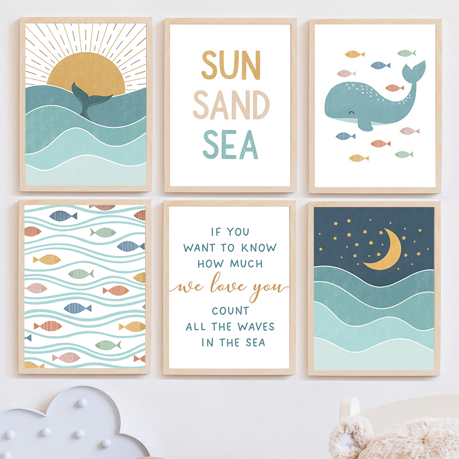 1pc frameless,Fish Whale Seagu - Baby Nursery Ocean avis et prix