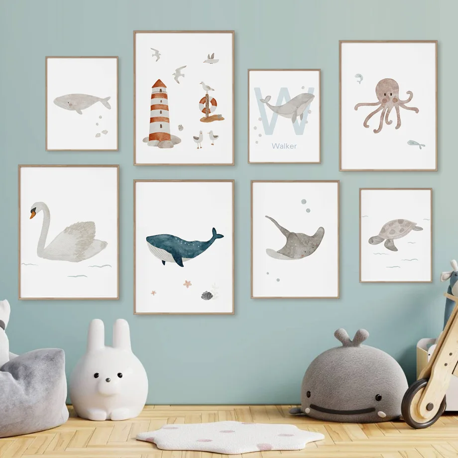 Custom Name Whale Octopus Turt - Baby Nursery Ocean avis et prix
