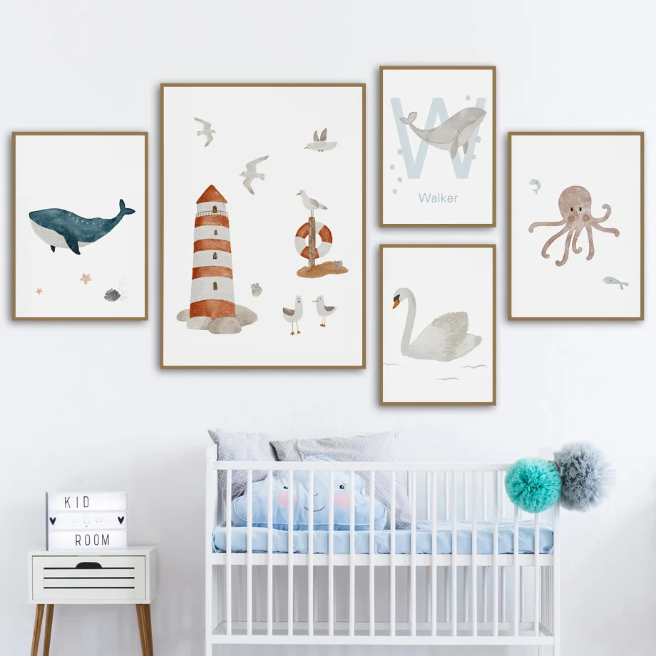 Custom Name Whale Octopus Turt - Baby Nursery Ocean avis et prix