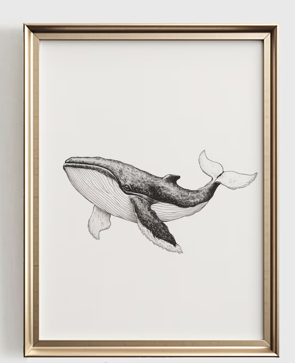 Whale Line Art Print, Minimali - Baby Nursery Ocean avis et prix