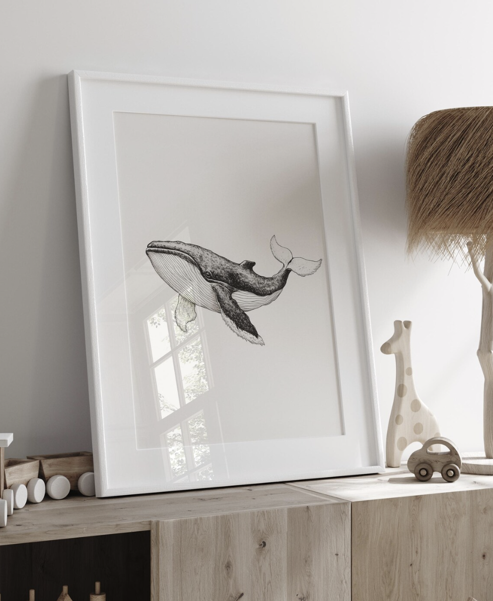 Whale Line Art Print, Minimali - Baby Nursery Ocean avis et prix