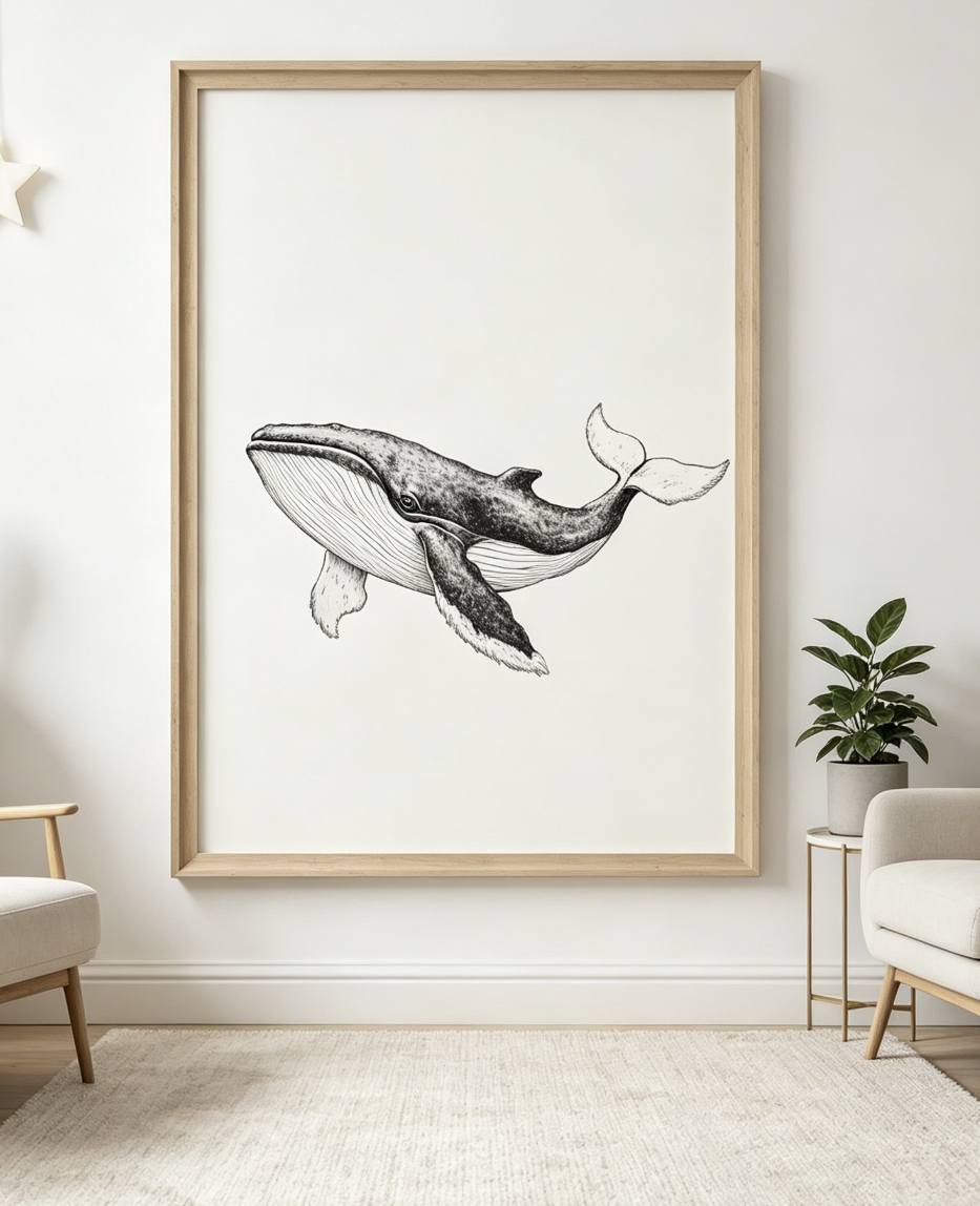 Whale Line Art Print, Minimali - Baby Nursery Ocean avis et prix