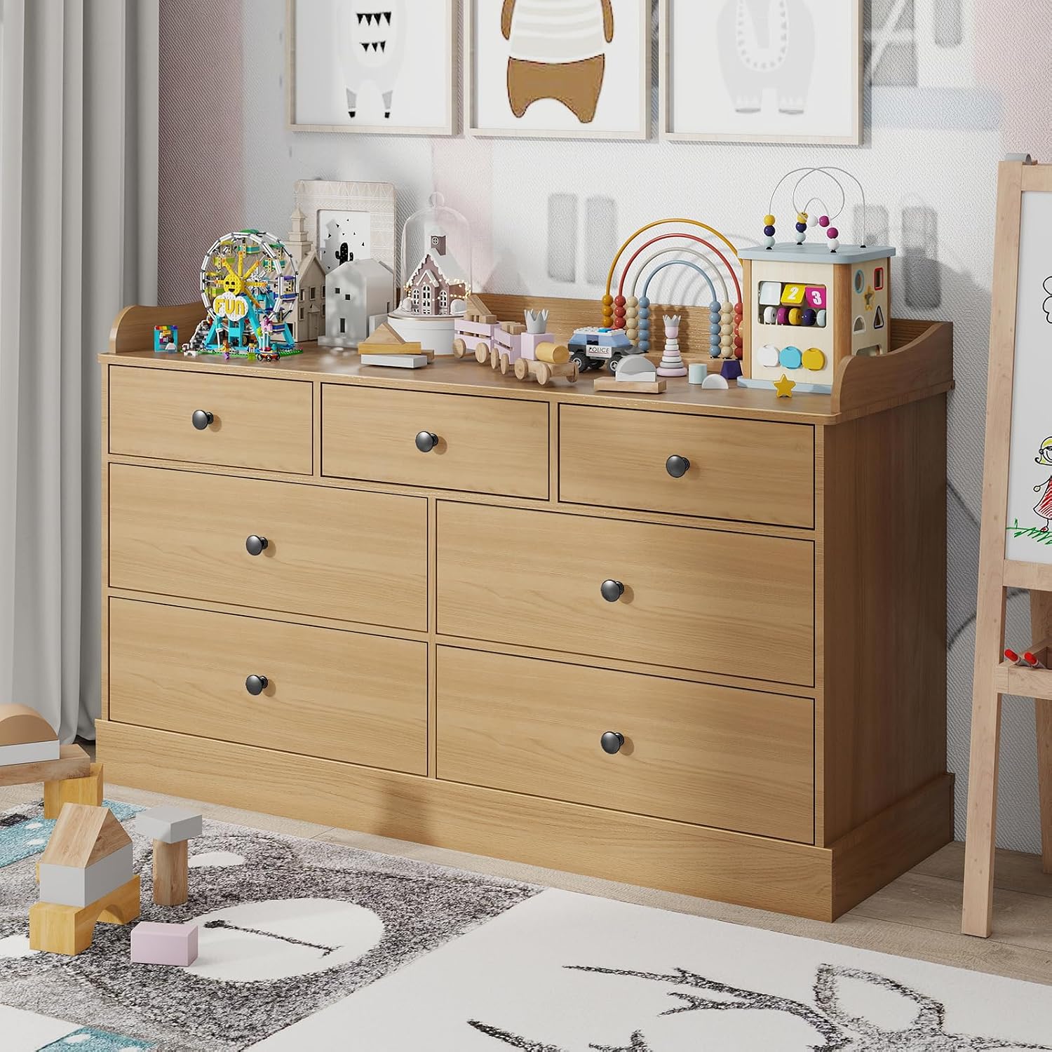 Kids Dresser Cabinet with 7 Dr - Baby Nursery Dresser Changing Table avis et prix