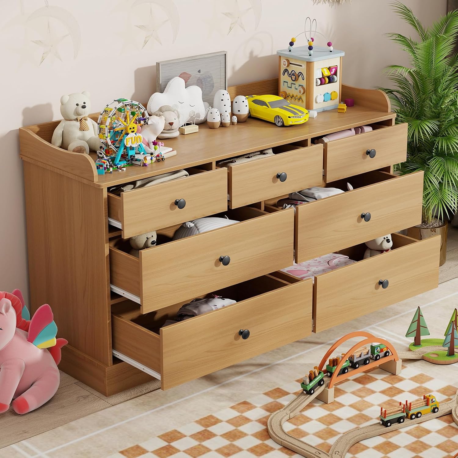 Kids Dresser Cabinet with 7 Dr - Baby Nursery Dresser Changing Table avis et prix