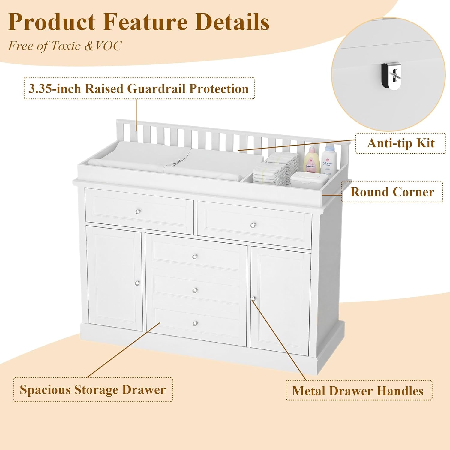 46 Baby Dresser with Changing  - Baby Nursery Dresser Changing Table avis et prix